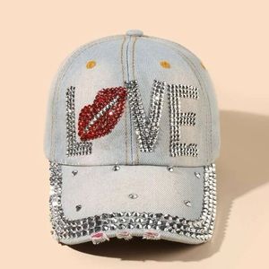 Denim Rhinestone L♥️VE hat